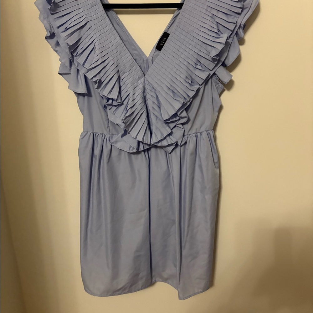 Vici size xl Ruffled V-Neck Dress in Light Blue worn once
